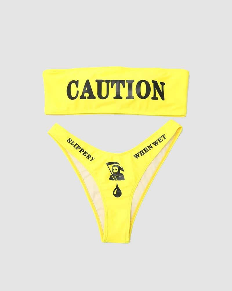 Caution Slippery Bikini Set