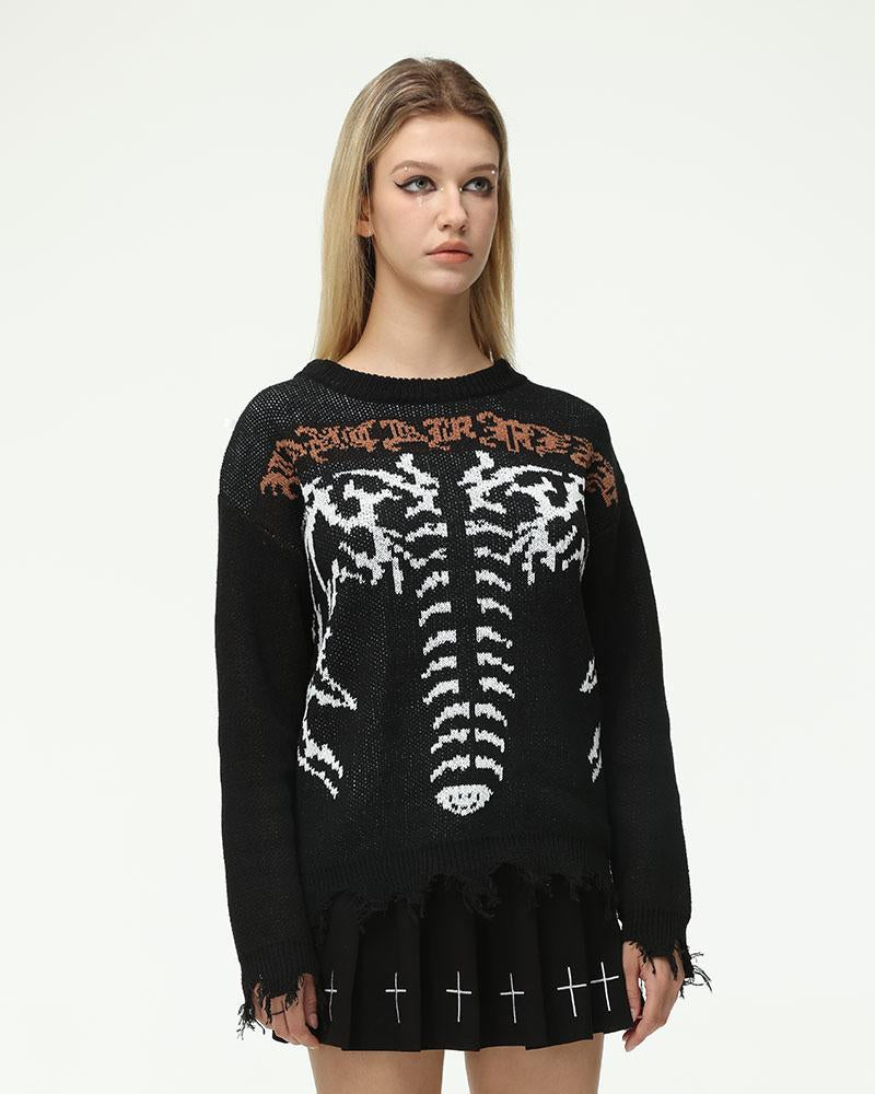 Caged Wings Distressed Oversized Jumper