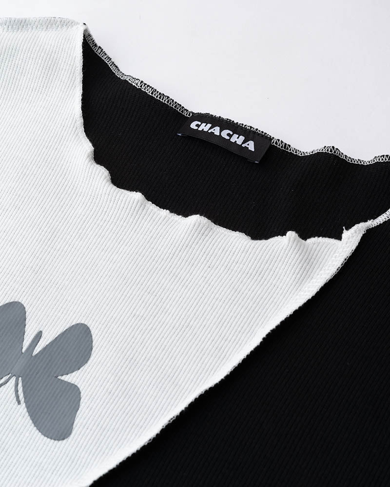 Yin Yang Butterfly Crop Top