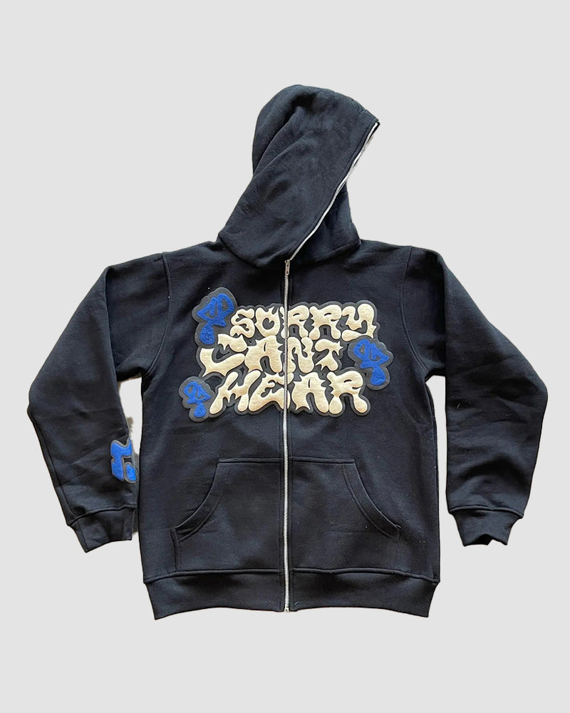 Hip Hop Graffiti Letter Print Hoodie