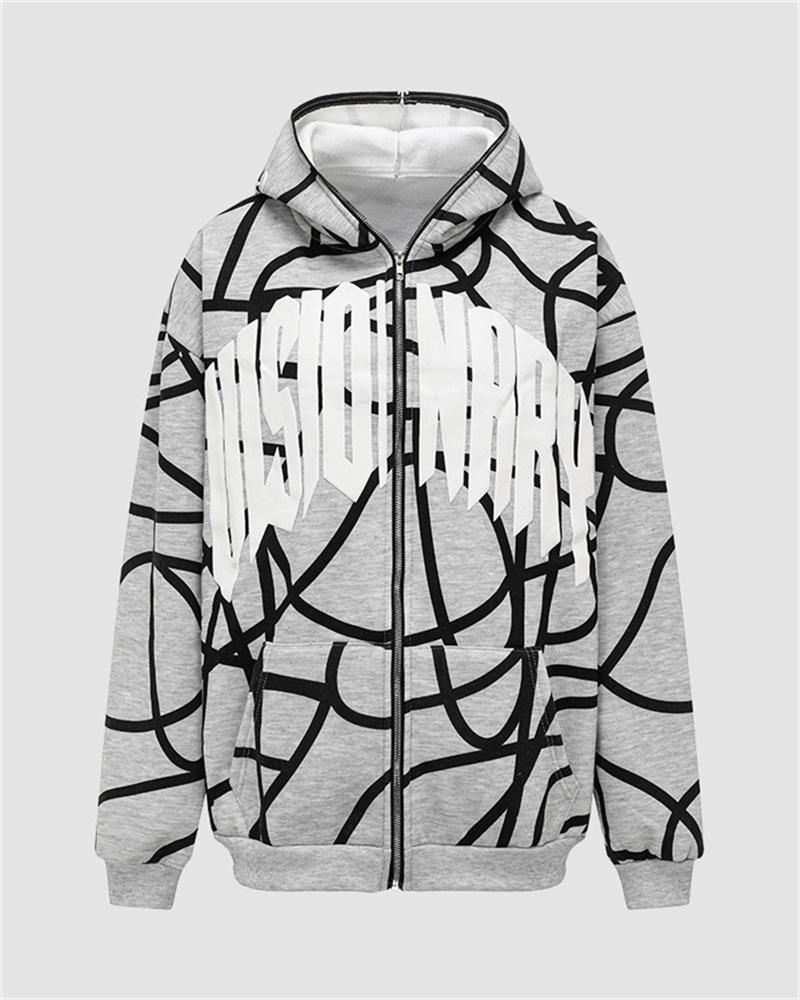 Abstract Print Letter Hoodie