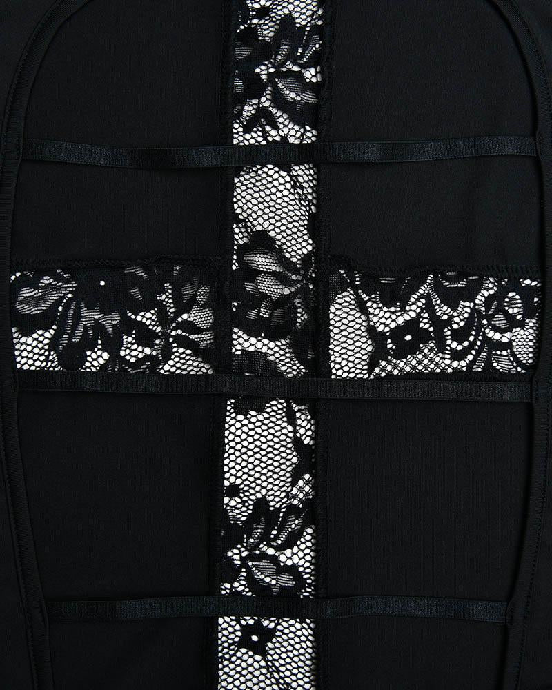 Cross Dark Lace Patchwork Dress