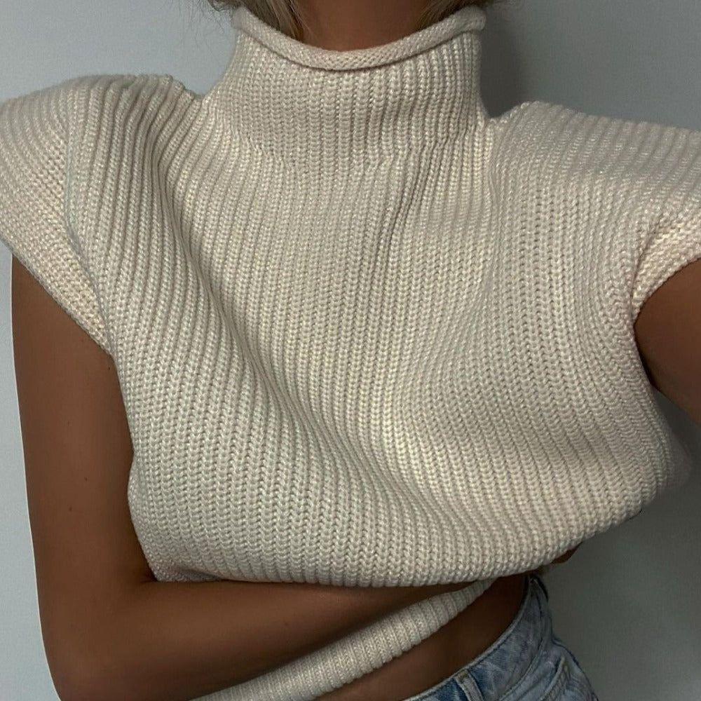 Meggy Vintage Ribbed Turtleneck Knitted Vest