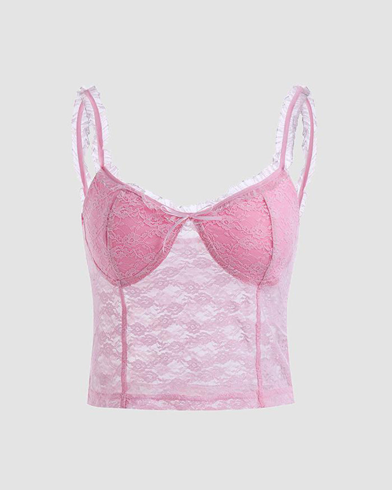 Pink Rose Lace Camisole