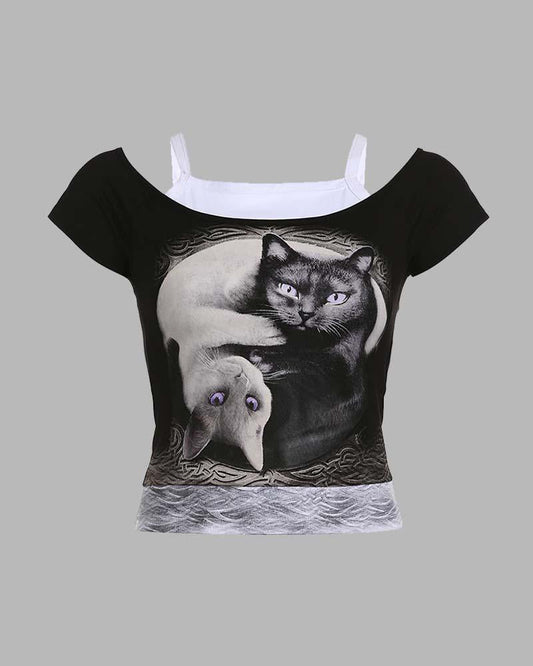 Ying Yang Feline Top