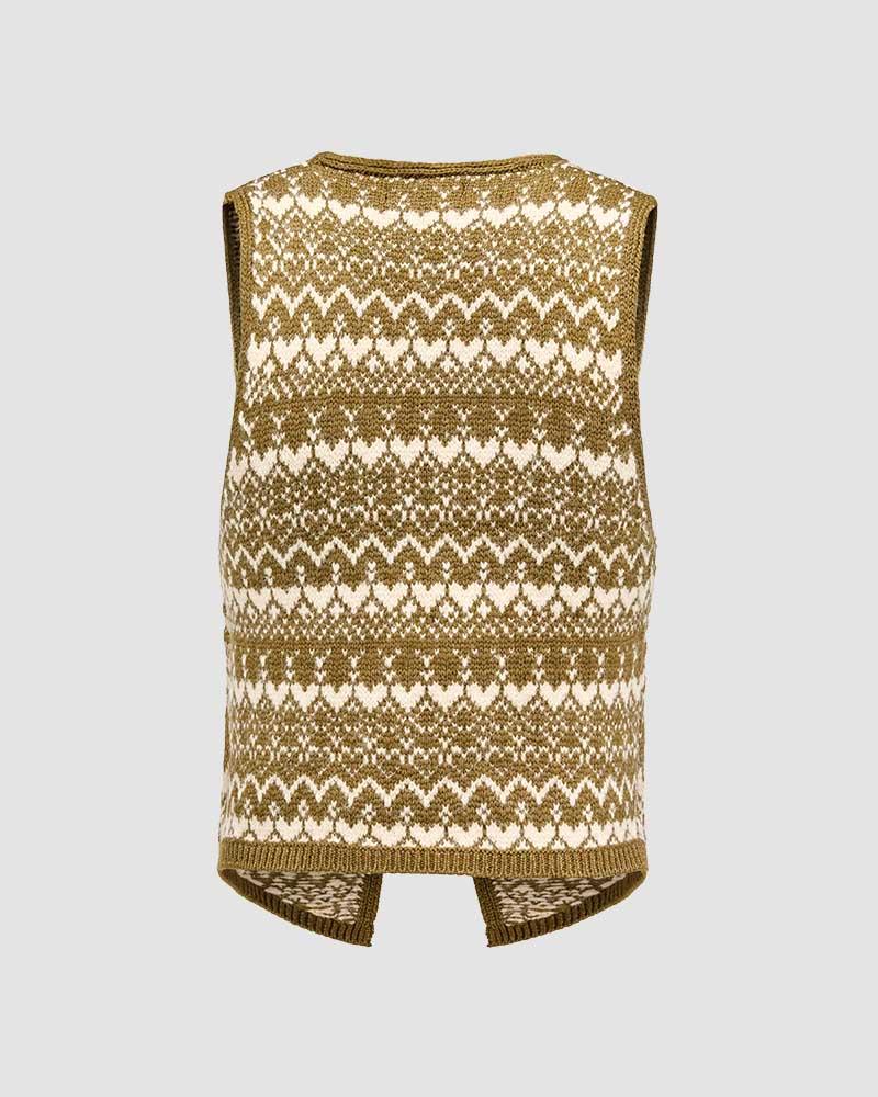 Brownie Heart Open Knit Vest