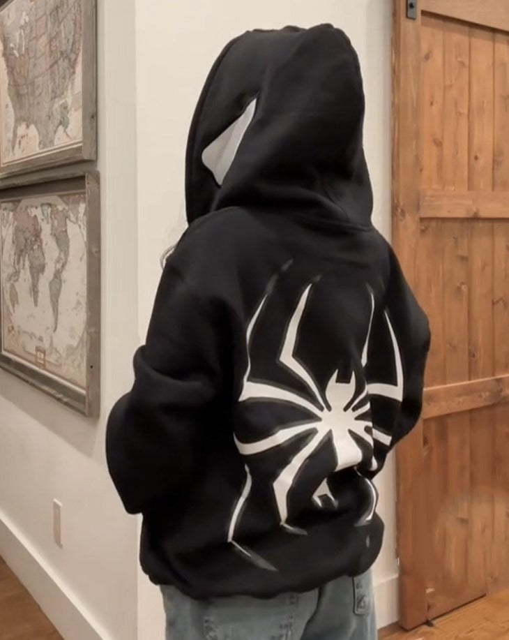 Spider Print Street Zip Up Hoodie