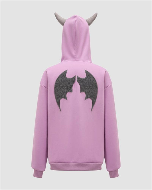 Devil Batwings Embroidered Hoodie