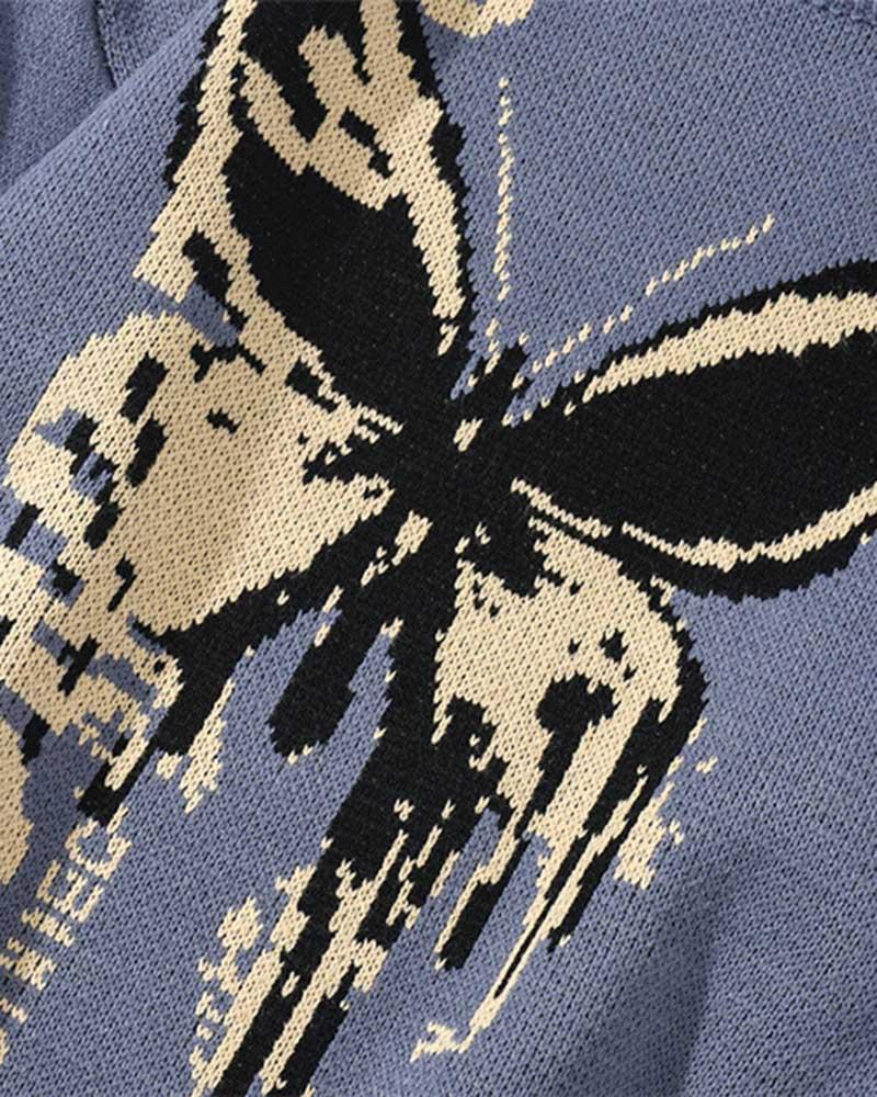 Butterfly Pattern Oversized Sweater