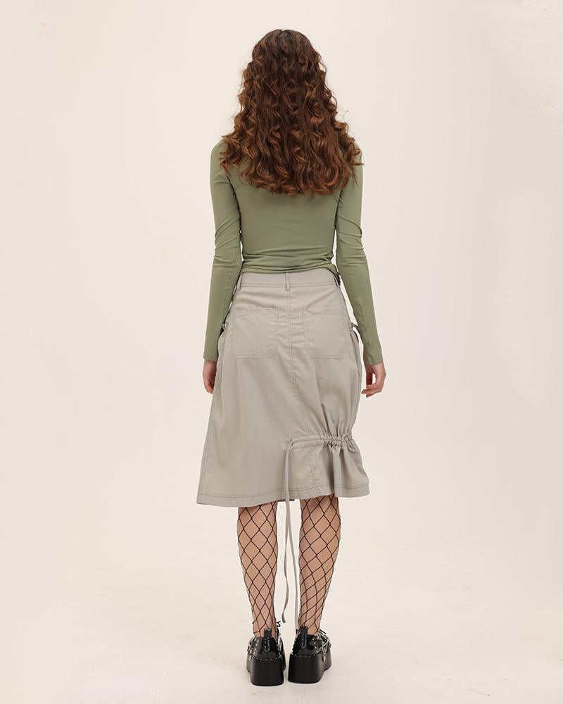 Inventress Cargo Asymmetric Button Skirt