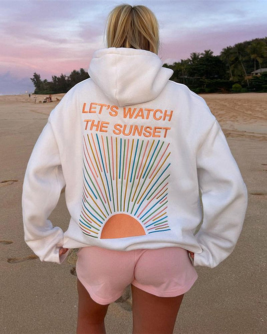 Watching Sunset Embroidery Hoodie