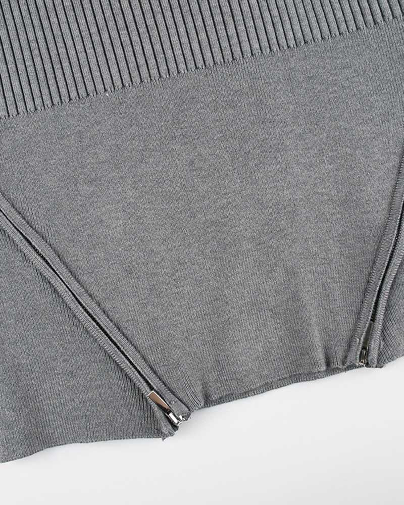 Off Shoulder Zipper Sweater