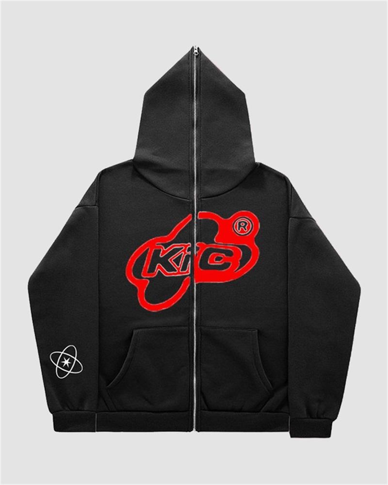 Retro Streetwear Full Zip Hoodie