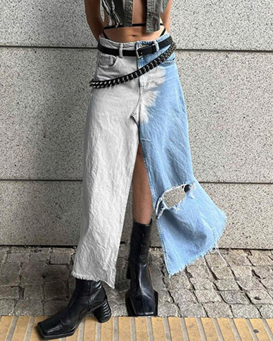 Sanctum Asymmetric Denim Slit Jeans