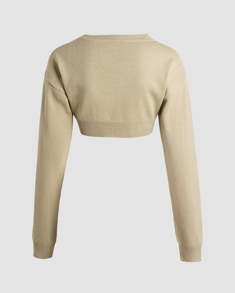 Tincture Cropped Knit Shirt Sweater