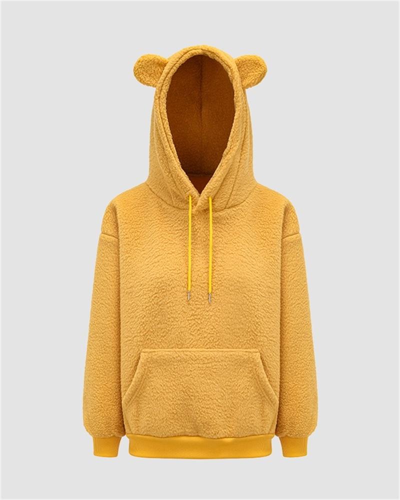 Bear Ear Fuzzy Pullover Hoodies