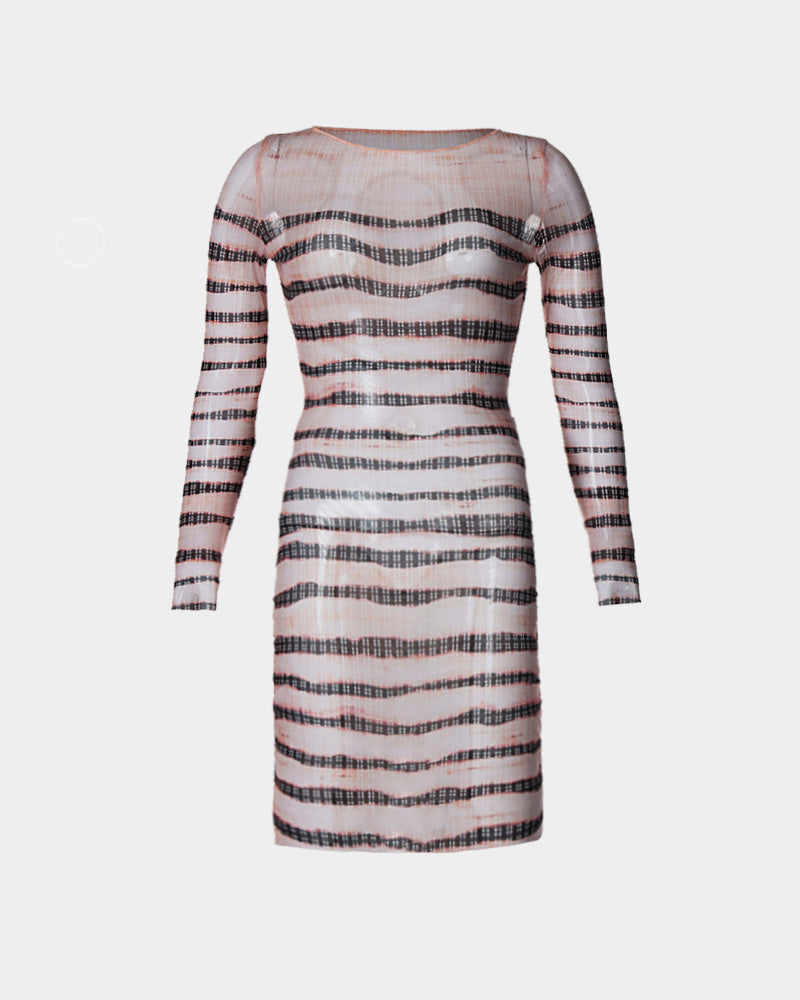 Irregular Striped Printed Bodyson Dress