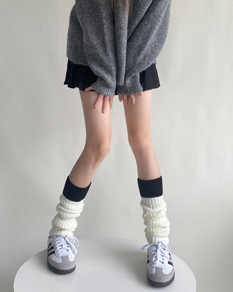 Contrast Color Patchwork Leg Socks