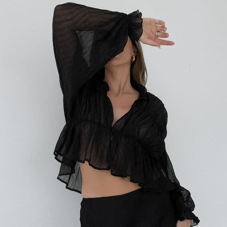 Sweet Fantasy Long Sleeve Semi-Sheer Top