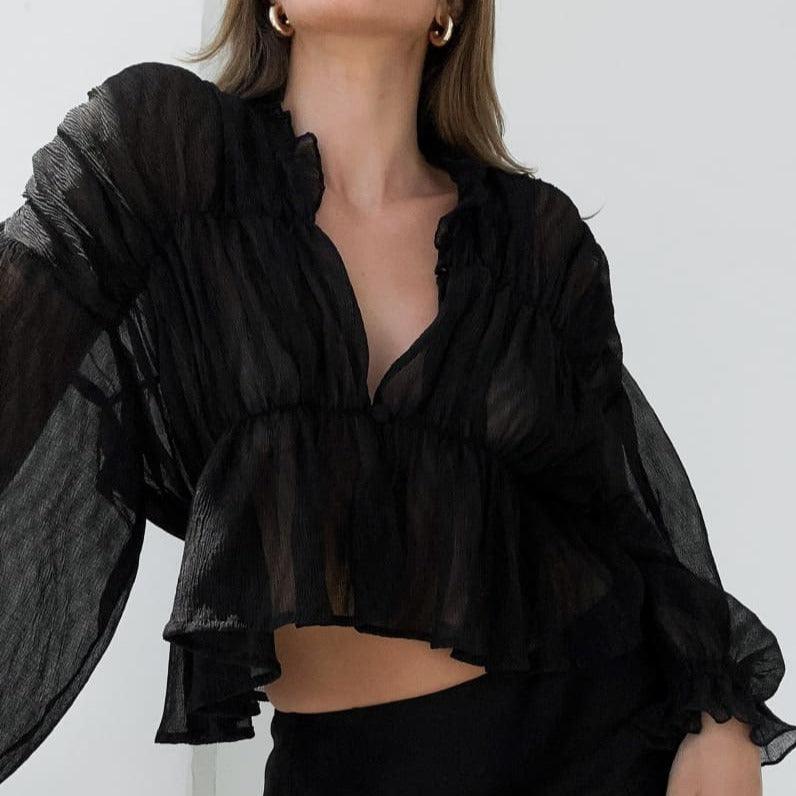 Sweet Fantasy Long Sleeve Semi-Sheer Top