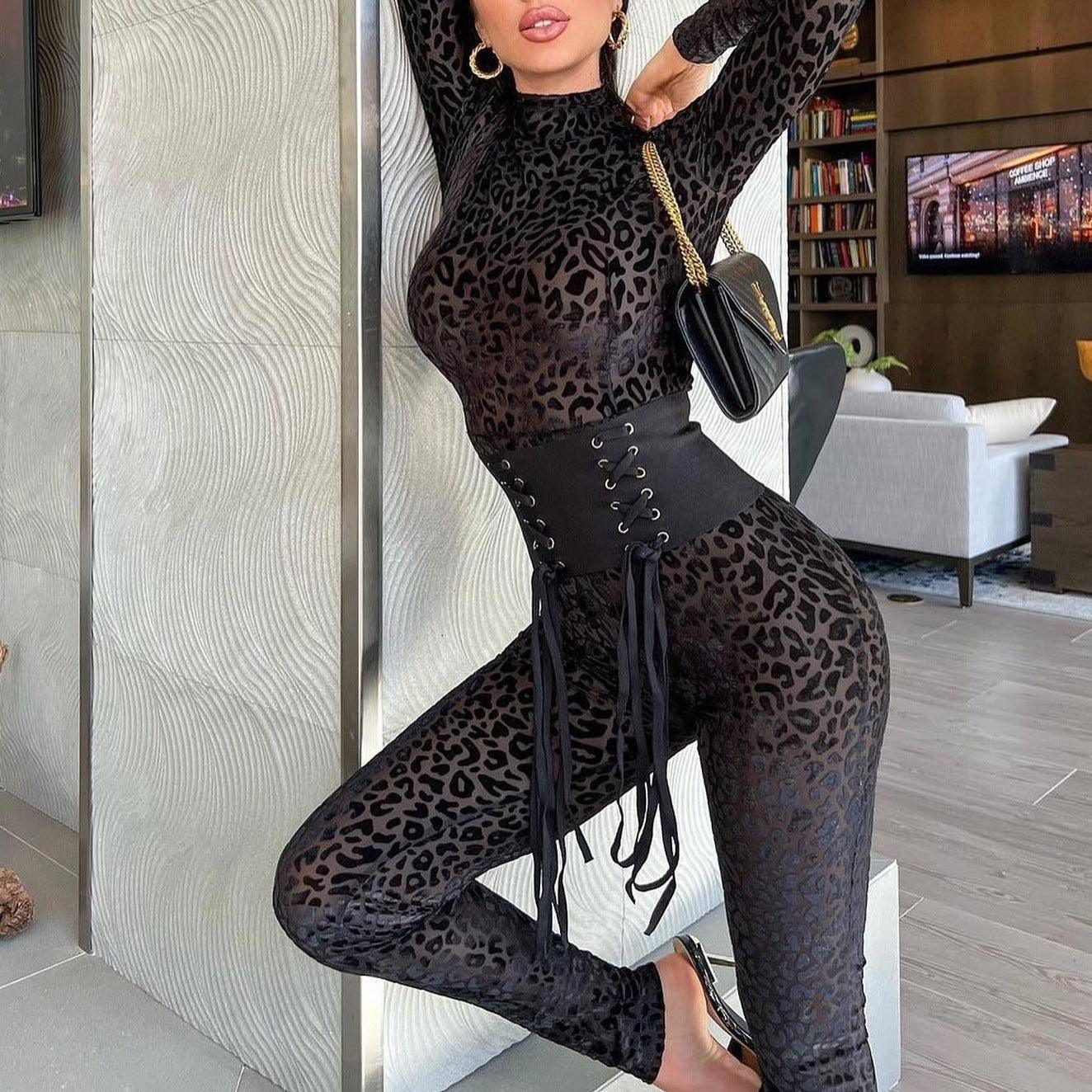 Black Panther Long Sleeve Belted Jumpsuit