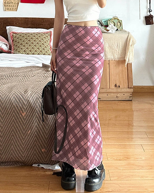 Bascord Maxi Plaid Skirt