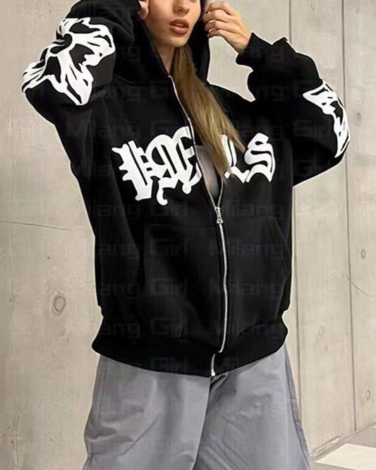 Grunge Lettering Oversized Hoodie