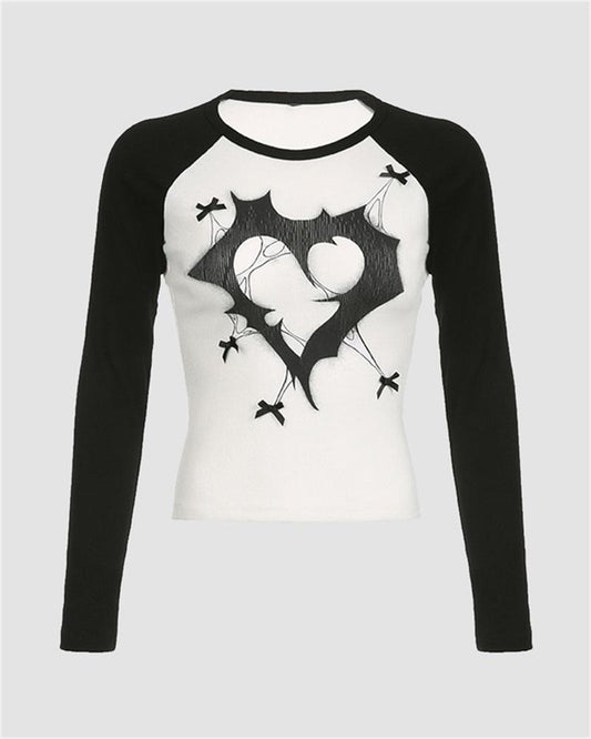 Heart Graphic Raglan T-Shirt