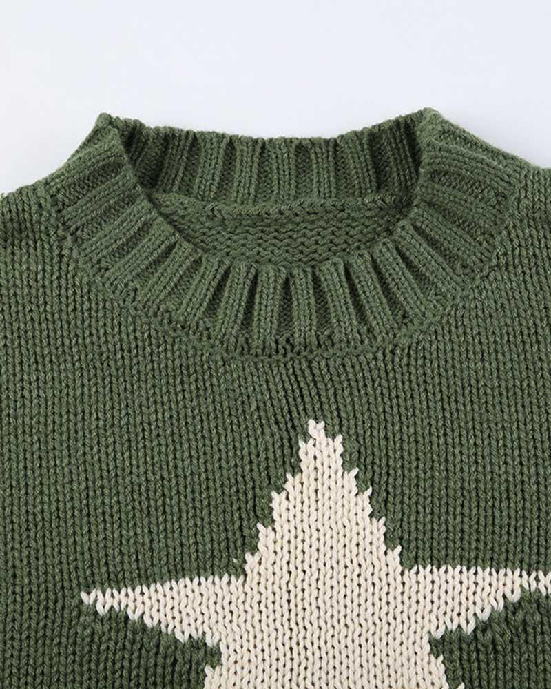 Vintage Star Crop Sweater