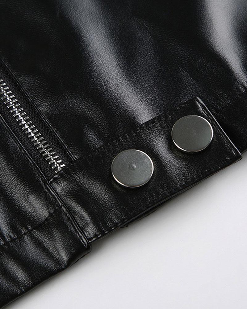 Street Style Motorcycle Style Rivet Zipper Jacket