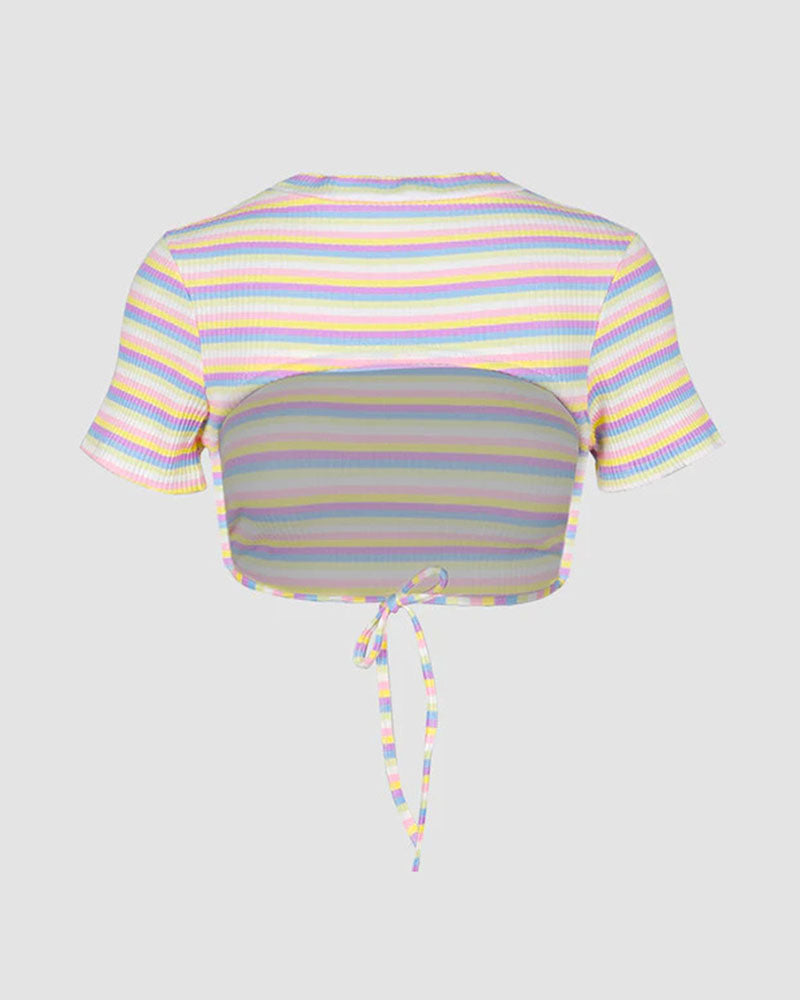 Cropped Pastel Rainbow T-shirt