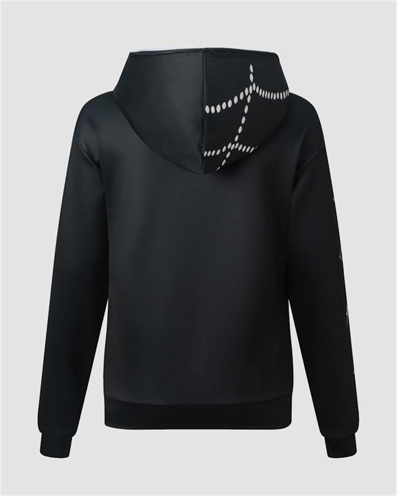 Halloween Spider Web Crossing Rhinestone Hoodie