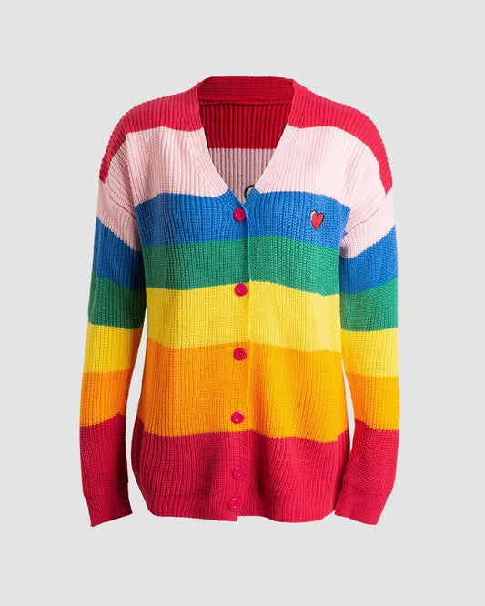 Boring Rainbow Ribbed Cardigan