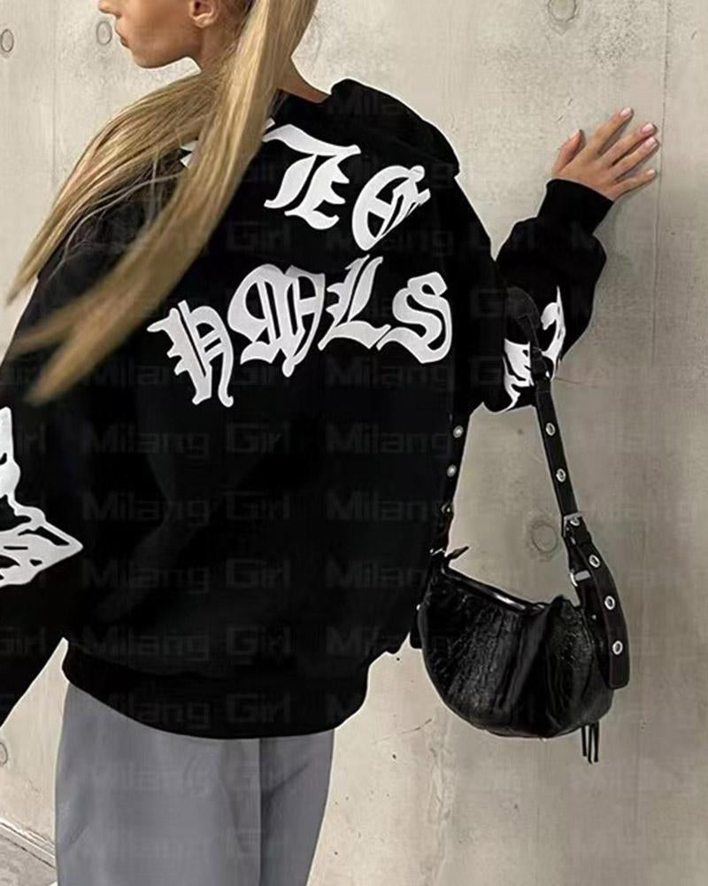 Grunge Lettering Oversized Hoodie