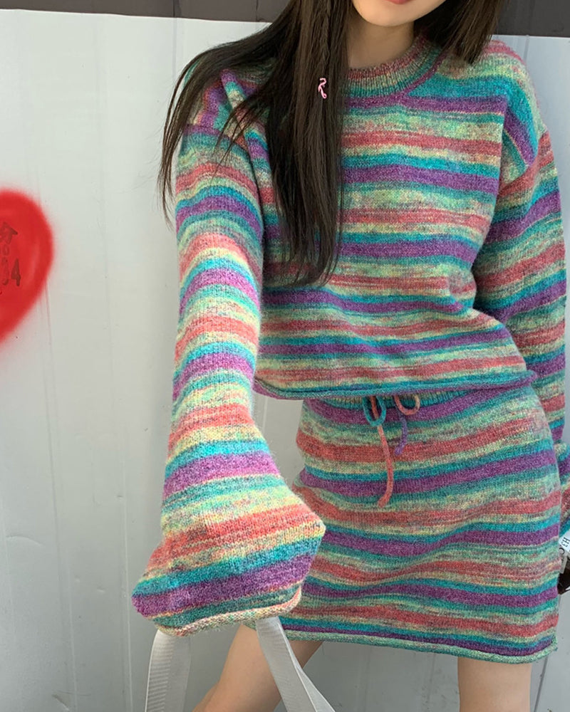 Rainbowscope Knit Flare Sweater