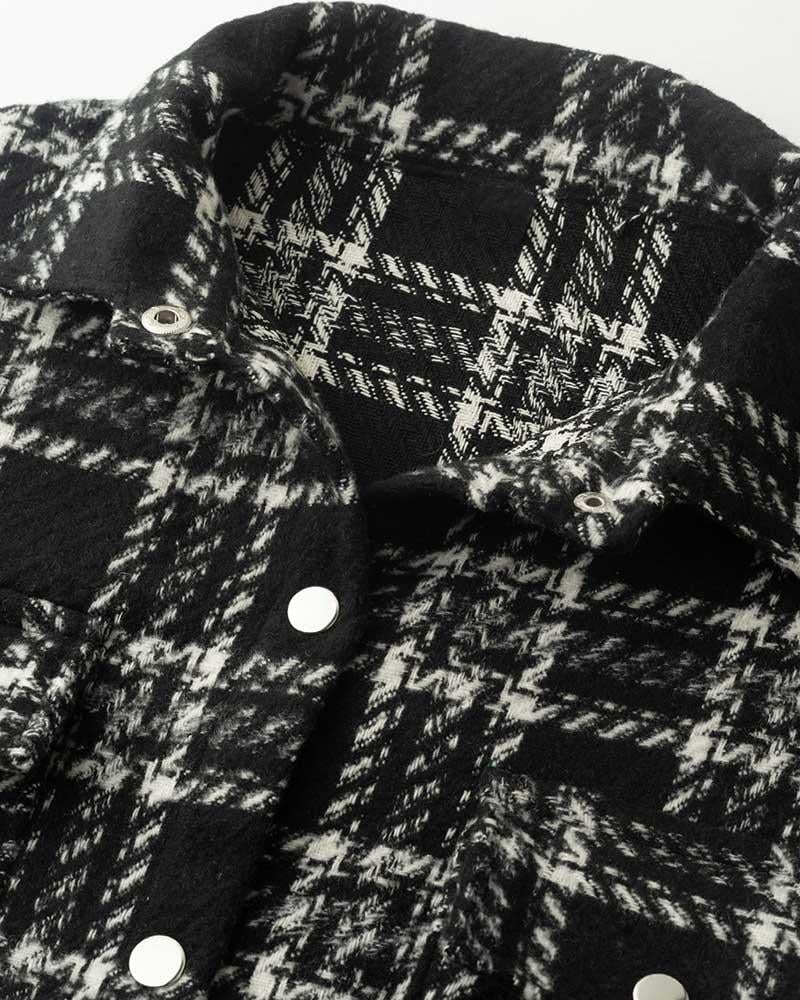 Checkerboard Patterned Wool Coat