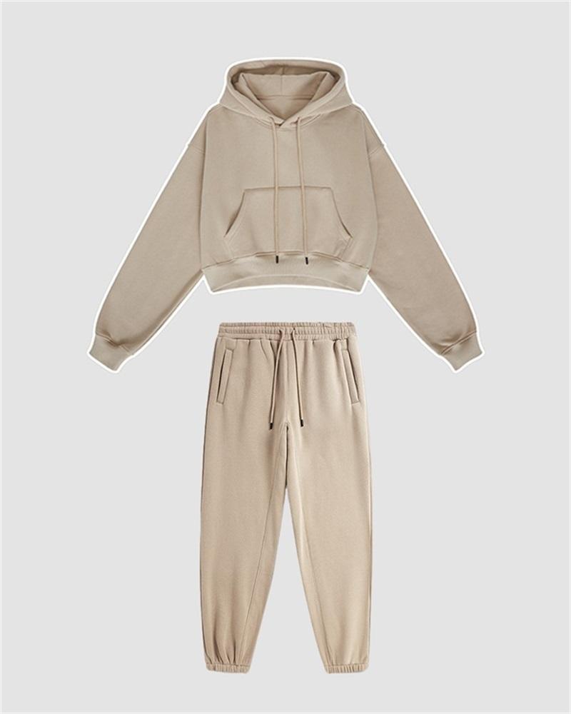 Casual Hooded Drawstring Coord Set