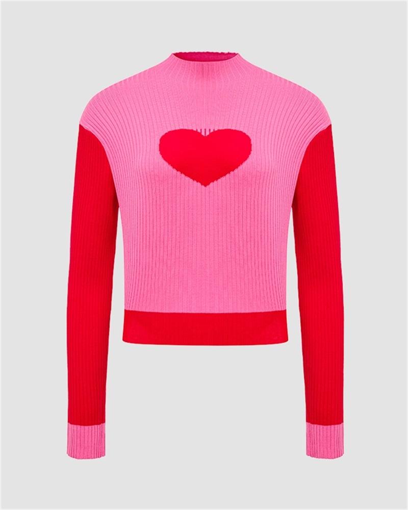 Heart Icon Contrasting Sweater