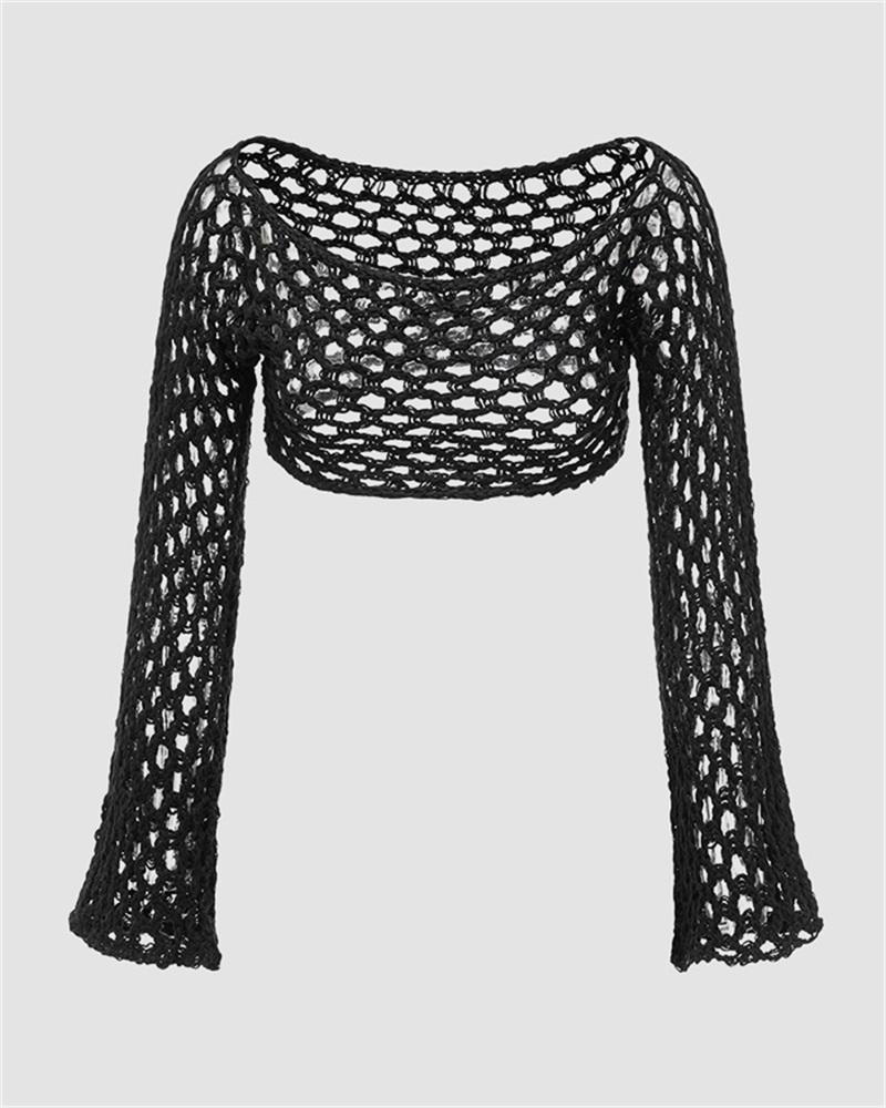 Dark Fishnet Crochet Bolero