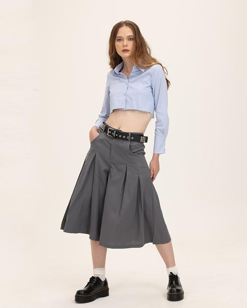 Moonwish Cropped Collared Shirt