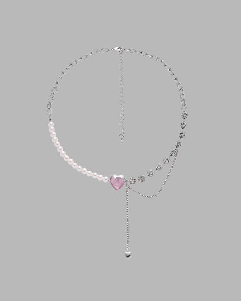 Blushing Heart Pearl and Diamond Necklace