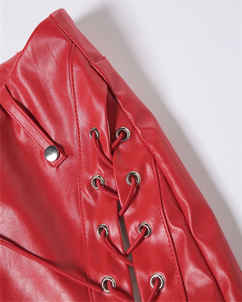 Lace Up Peekaboo PU Pants