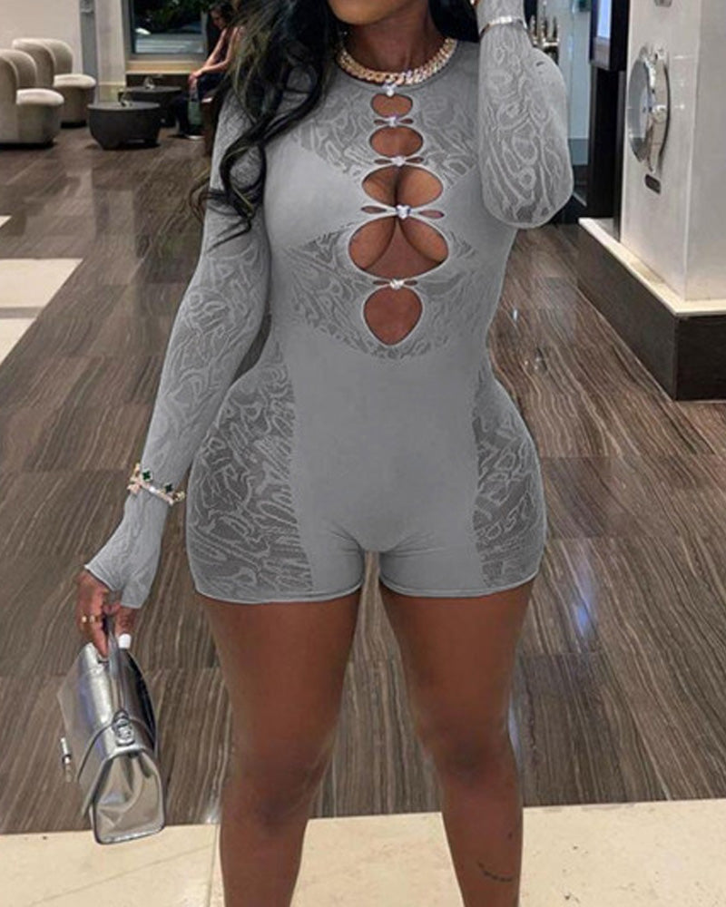 See-Through Lace Cut Out Jumpsuit