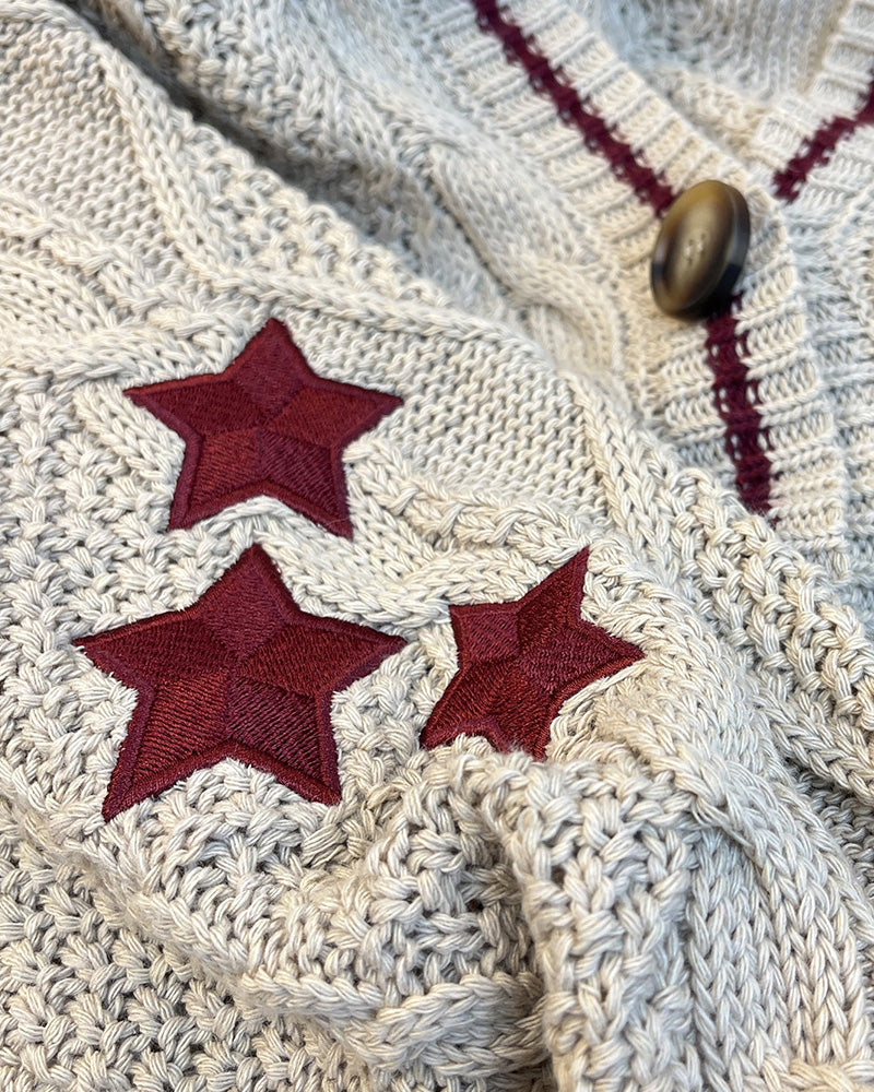 Star Patched Cable Cardigan