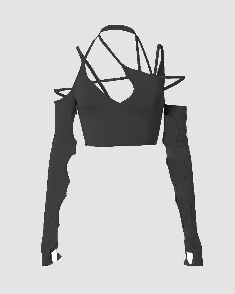 Phased Out Cut Out Cropped Top