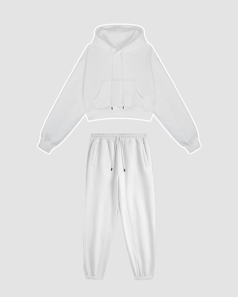 Casual Hooded Drawstring Coord Set