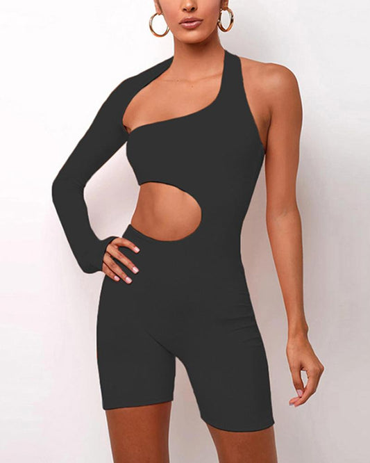 Off-Shoulder Long Sleeved Sexy Sports Jumpsuit