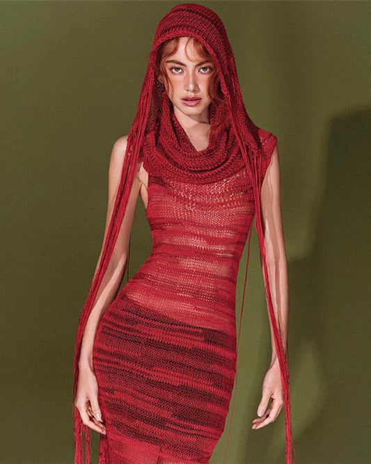 Revenge Oasis Knitted Dress with Hood