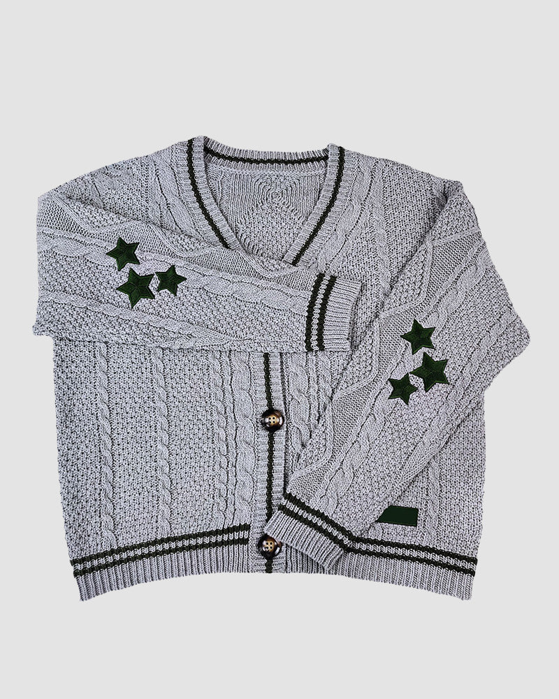 Star Patched Cable Cardigan