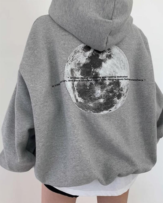 Moon Print Letter Oversize Sweatshirt